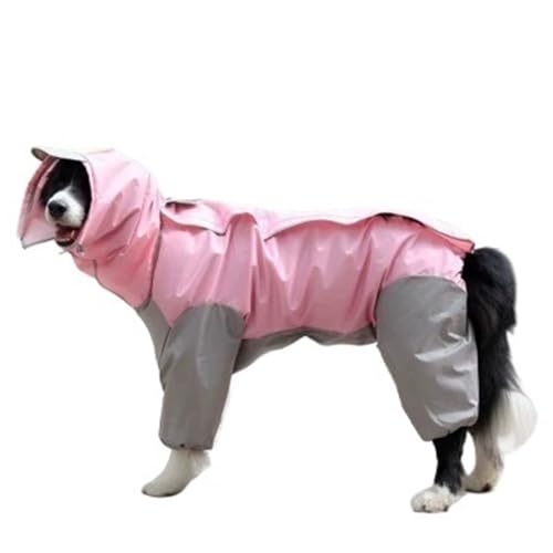 Hunderegenmantel, Mehrfarbig, Winddicht, wasserabweisend, All-Inclusive-Regenponcho mit Kapuze for den Außenbereich, große, kleine und mittelgroße Haustiere(Pink,28) von VRKRTVBLB