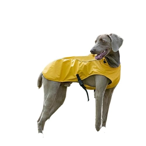 Hunderegenmantel, wasserdichte Kapuzenjacke, Regenponcho, Haustier-Regenbekleidung mit reflektierenden Streifen, Outdoor-Hundezubehör(Yellow,L) von VRKRTVBLB