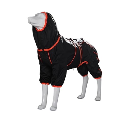 Hunderegenmantel for große Hunde M-4XL, weich, atmungsaktiv, Winddicht, for Haustiere, Regenjacke, Sicherheit, wasserdicht, for den Außenbereich, Hundemantel mit Beinen(Black,4XL) von VRKRTVBLB