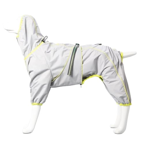 Hunderegenmantel for große Hunde M-4XL, weich, atmungsaktiv, Winddicht, for Haustiere, Regenjacke, Sicherheit, wasserdicht, for den Außenbereich, Hundemantel mit Beinen(Gray,L) von VRKRTVBLB
