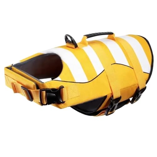 Hundeschwimmweste, verstellbar, for den Sommer, mittelgroße und große Hunde, Badebekleidung, Sicherheitsweste, verbesserter Auftrieb, leicht(Yellow,XL) von VRKRTVBLB