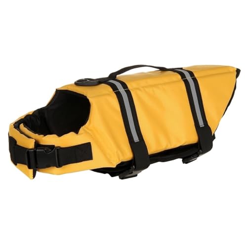 Hundeschwimmweste Reflektierende Sommer-Haustierweste Jacke for kleine mittelgroße große Hunde Kleidung Badeanzug(Yellow,L) von VRKRTVBLB