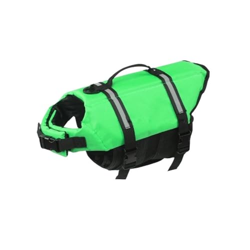 Hundeschwimmweste Reflektierende verstellbare Badebekleidung Sicherheitsweste Surfen Verbesserter Auftrieb Haustier-Rettungswesten(Green 1,XL) von VRKRTVBLB