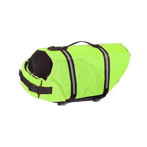 Hundeschwimmweste Reflektierende verstellbare Badebekleidung Sicherheitsweste Surfen Verbesserter Auftrieb Haustier-Rettungswesten(Green 2,M) von VRKRTVBLB