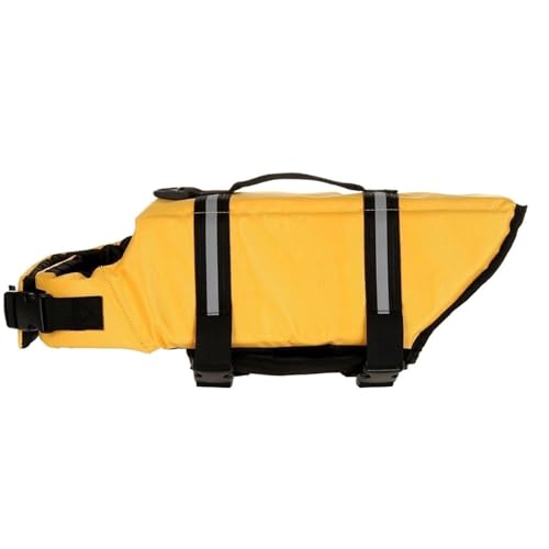 Hundeschwimmweste Reflektierende verstellbare Badebekleidung Sicherheitsweste Surfen Verbesserter Auftrieb Haustier-Rettungswesten(Yellow,L) von VRKRTVBLB