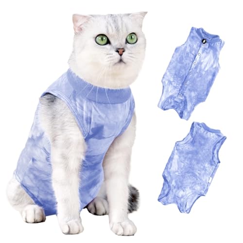 Pflegeanzug for die Genesung von Haustieroperationen, Anti-Leck-Weste for kleine und mittelgroße Hunde und Katzen(Blue,S) von VRKRTVBLB