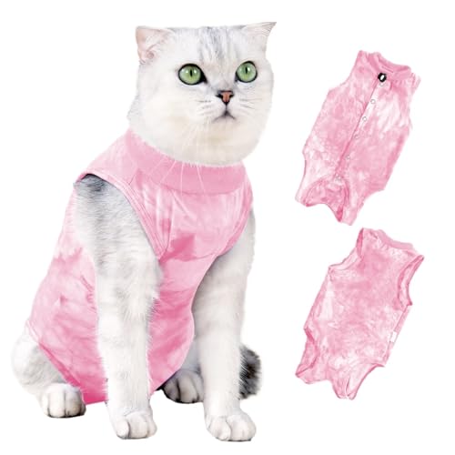 Pflegeanzug for die Genesung von Haustieroperationen, Anti-Leck-Weste for kleine und mittelgroße Hunde und Katzen(Pink,M) von VRKRTVBLB