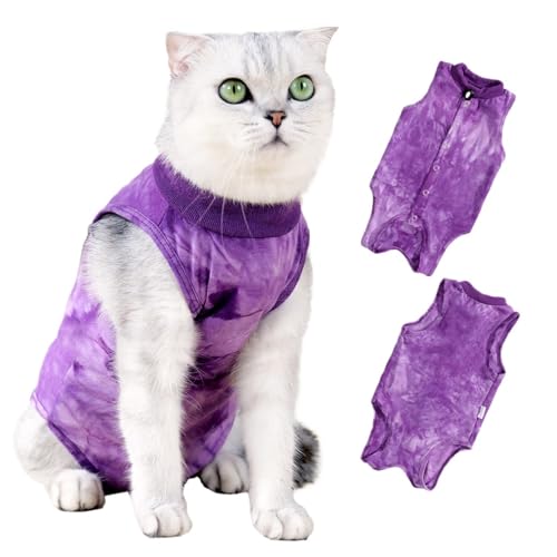 Pflegeanzug for die Genesung von Haustieroperationen, Anti-Leck-Weste for kleine und mittelgroße Hunde und Katzen(Purple,L) von VRKRTVBLB