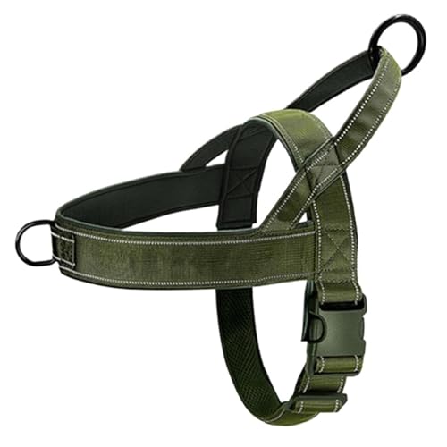 Robustes Hundegeschirr aus Nylon, kein Ziehen, Haustiergeschirr mit Griff, reflektierendes Training for kleine, mittelgroße und große Hunde(Green,XL) von VRKRTVBLB