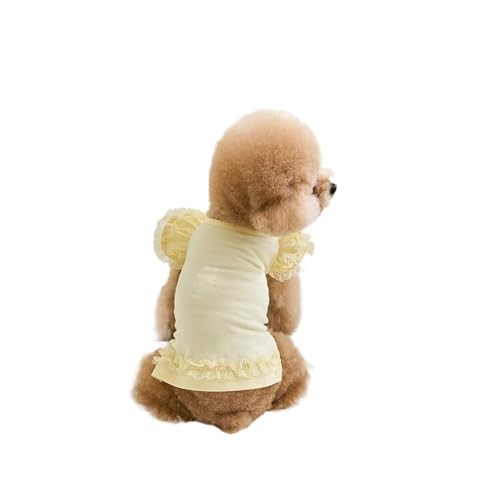 Sommer Haustier Kleidung Hund Shirt Spitze Kleid for Kleine Mittelgroße Hunde Katzen(Yellow,XS) von VRKRTVBLB