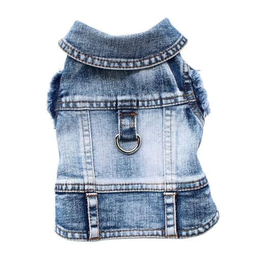 Sommer Hund Denim Weste for Kleine Mittelgroße Hunde Welpen Katze Jeans Weste Harness Walking Brustgurt(Blue1,XS) von VRKRTVBLB