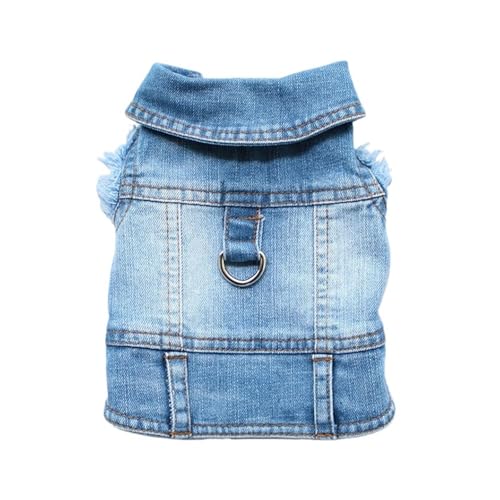 Sommer Hund Denim Weste for Kleine Mittelgroße Hunde Welpen Katze Jeans Weste Harness Walking Brustgurt(Blue2,S) von VRKRTVBLB