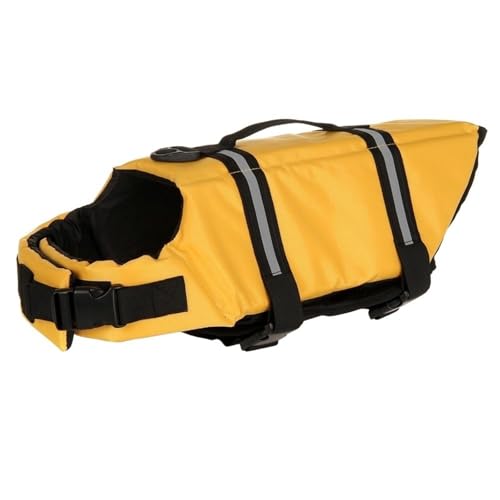 Sommer Hund Schwimmweste Reflektierende Einstellbare Haustier Bademode Sicherheit Weste Surfen Segelboot Verbesserte Auftrieb(Yellow,XXL) von VRKRTVBLB