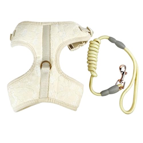 Spitzen-Hundegeschirr, Haustierweste, Leinen-Set, Spaziertraining, Haustier-Spitzengeschirr, geeignet for kleine und mittelgroße Hunde(M) von VRKRTVBLB