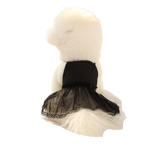 Spitzen-Sling-Hunderock, weiß, atmungsaktives Sommer-Netzkleid for kleine und mittelgroße Hunde(Black,XS) von VRKRTVBLB