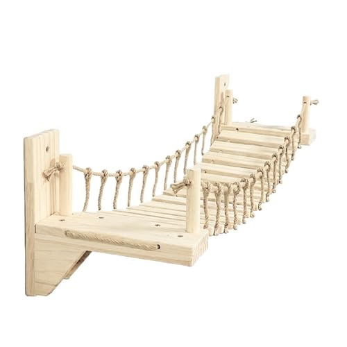 VRKRTVBLB An Der Wand Montierte Katzenkletterbrücke, Katzenhängematte for Spielen Und Ausruhen Von Kätzchen, Holz-Katzenbrücke for Schlafen, Spielen, Klettern(100cm) von VRKRTVBLB