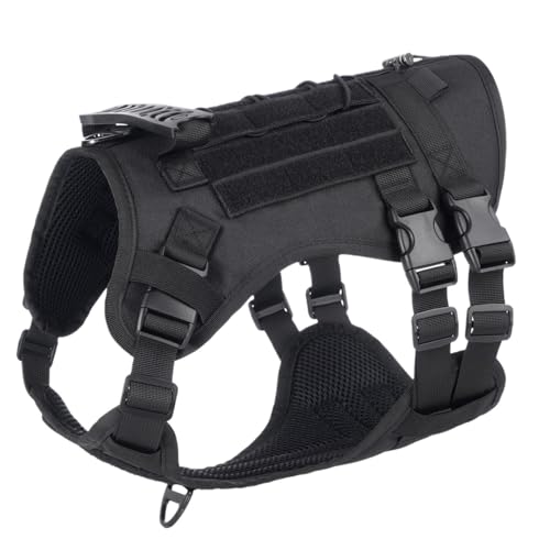Haustiergeschirr, verstellbares Hundegeschirr, geeignet for kleine, mittelgroße und große Hunde und Katzen(Black,M) von VRKRTVBLB