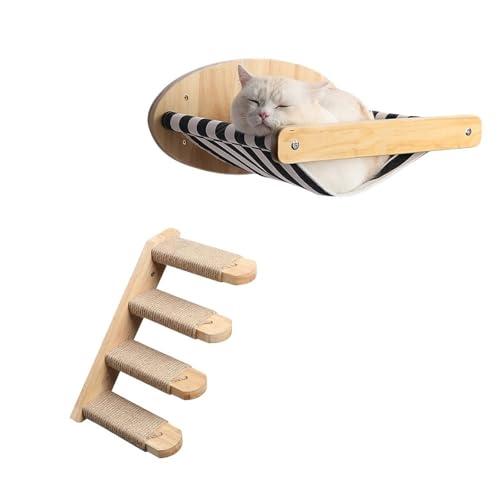 VRKRTVBLB Katze Klettern Treppen Regal Hängematte Set Wand Montiert Kratzen Mit Seil Leiter Pet Wand Möbel von VRKRTVBLB