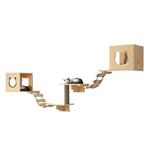 VRKRTVBLB Katze Wand Montiert Möbel Holz Hängematte Klettern Regal Set Leiter Betten Sitzstangen von VRKRTVBLB