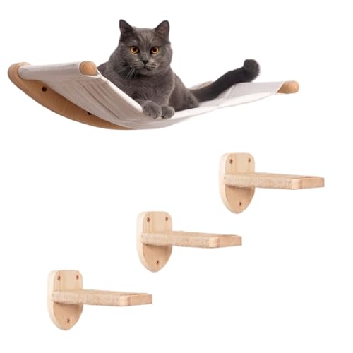 VRKRTVBLB Katzenhängematte, Wandmontiertes Katzenregal mit DREI Stufen for Schlafen, Spielen, Klettern und Faulenzen von VRKRTVBLB