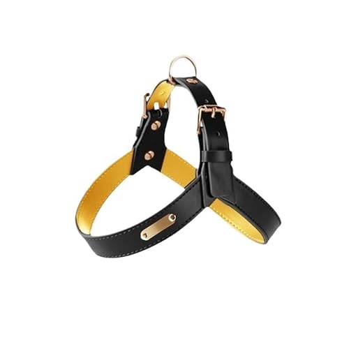 Waschbares Hunde- und Katzengeschirr aus Leder im Westenstil mit Verstellbarer Schnalle, Starke Leine, geeignet for kleine, mittelgroße und große Hunde(Black,XS) von VRKRTVBLB