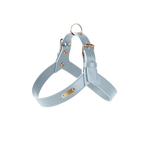 Waschbares Hunde- und Katzengeschirr aus Leder im Westenstil mit Verstellbarer Schnalle, Starke Leine, geeignet for kleine, mittelgroße und große Hunde(Blue,M) von VRKRTVBLB