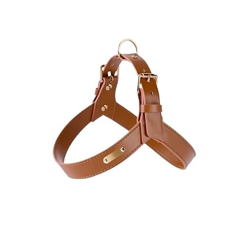 Waschbares Hunde- und Katzengeschirr aus Leder im Westenstil mit Verstellbarer Schnalle, Starke Leine, geeignet for kleine, mittelgroße und große Hunde(Brown,XL) von VRKRTVBLB