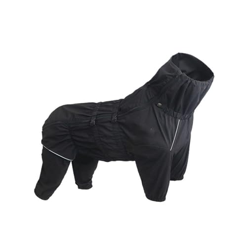 Wasserdichter Regenmantel for Haustiere, Outdoor-Jacke, Kleidung, großer Einteiler, reflektierender Regenmantel, geeignet for kleine, mittelgroße und große Hunde(Black,S) von VRKRTVBLB