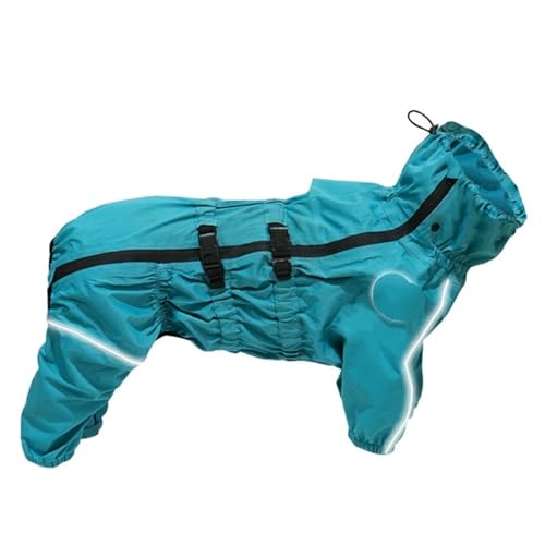 Wasserdichter Regenmantel for Haustiere, Outdoor-Jacke, Kleidung, großer Einteiler, reflektierender Regenmantel, geeignet for kleine, mittelgroße und große Hunde(Blue,M) von VRKRTVBLB