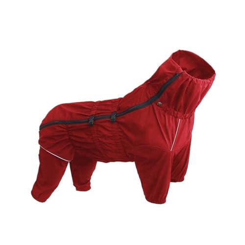 Wasserdichter Regenmantel for Haustiere, Outdoor-Jacke, Kleidung, großer Einteiler, reflektierender Regenmantel, geeignet for kleine, mittelgroße und große Hunde(Red,S) von VRKRTVBLB