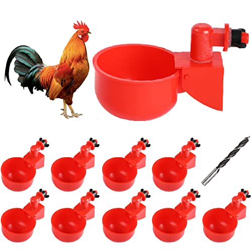 Hühner-Wasserbecher, 9 Stück, automatische Hühnerwasser-Futterspender, Geflügelbewässerungs-Set, geeignet für Küken, Ente, Gans, Truthahn und Hase, 9 Stück von VSSAW