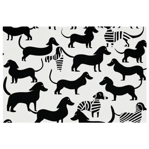 Tischsets,6er Set,rutschfeste Tischsets,Esstischmatten,Schwarz Weiß Doganimals Hund von VTGHDEEQ