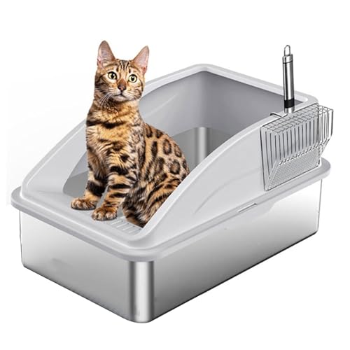 AntiSplash Enclosed Litter Tray for Cats Includes Scoops Stainless Steel Construction Nonslip Litters Box for Home Use Half Enclosed Litter Box Cats von VTIDOBE