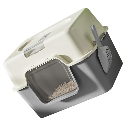 Geschlossene Katzentoilette für Katzen, glatte Oberflächen, groß, einfache Reinigung, mehrfarbig, für den Innenbereich Geschlossene Katzentoilette für Katzen, glatte Oberflächen, groß, einfache Reinigung, mehrfarbig, für den Innenbereich von VTIDOBE