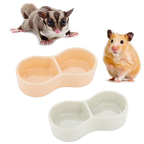 2 Stück Hamster-Keramik-Futternapf, Doppelgitter-Design, Anti-Dreh-Futter- und Wasserschale für Hamster, Igel, Zucker, Rennmäuse, Streifenhörnchen, Nager (Farben können variieren) von VTurboWay