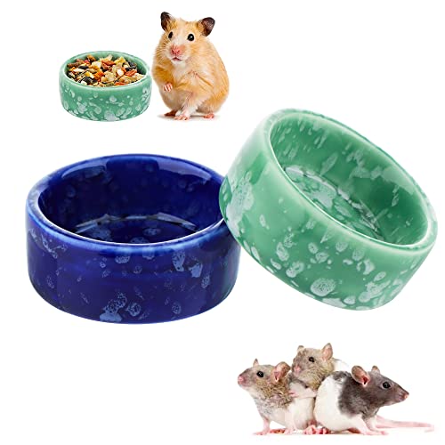 2 Stück Hamster-Keramik-Futternapf kaufest Futter- und Wasserschale für Hamster-Ratten, kleine Tiere (grün und lila) von VTurboWay