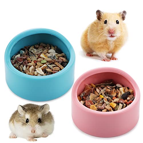 2 Stück Hamsterschüssel, Kunststoff, Futternapf und Wasserschale für Hamster, Igel, Meerschweinchen, Zuckergleiter, Ratten, Rennmäuse, Nager (blau und rosa) von VTurboWay