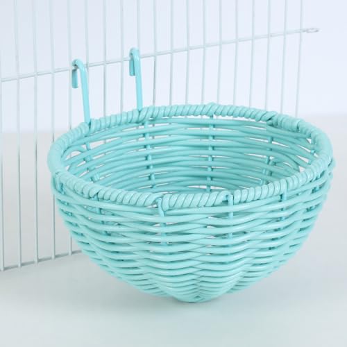 VTurboWay 1 Packung Rattannest mit 1 Nestmatte für Papageien, Lovebird, Nymphensittiche, Wellensittiche, Finken, Kanarienvögel, Grün von VTurboWay