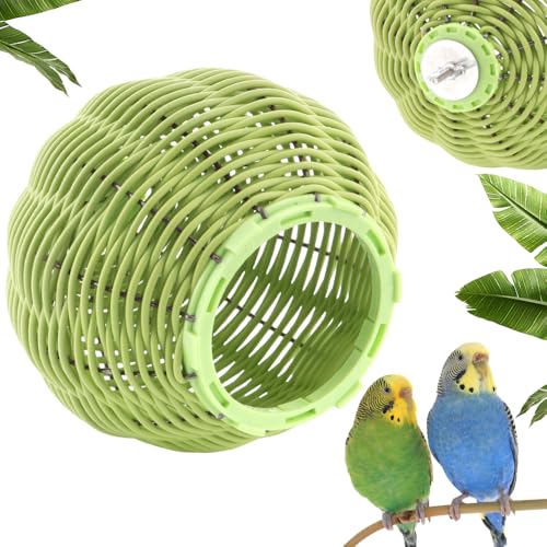 VTurboWay Rattan-Vogelnest, kauresistent, Stahlrahmen, Nest für Papageien, Ei, Lege, Brutnest für kleine Vögel, Lovebird, Kanarienvögel, Wellensittich, Finken (grün) von VTurboWay