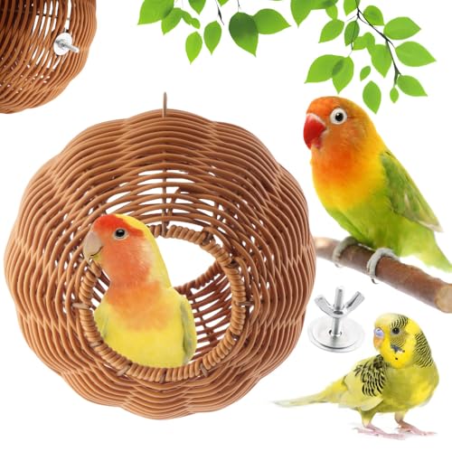 VTurboWay Rattan Vogelnest Kaufest Nest Haus Papagei Eier Lege- und Brutnest für Vogel Papagei Nymphensittich Wellensittich Finken Kanarienvogel (Doppeleingang) von VTurboWay