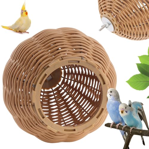 VTurboWay Rattan Vogelnest Kaufest Nest Haus Papagei Eier Lege- und Brutnest für Vogel Papagei Nymphensittich Wellensittich Finken Kanarienvogel (Doppeleingang) von VTurboWay