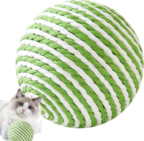 Kratzkugel für Katzen, Katzenkratzer aus Sisal, vielseitiges Kratzspielzeug für mit Glocke, lustiges Kratzbrett, verschleißfest für Spielzeug, Kugel zum Kratzen, Kugel (grün-8cm) von VUKHWX