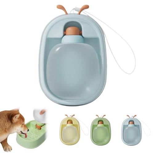 Tragbare Hundewasserflasche, 2-in-1 Kunststoff, auslaufsicher, Haustier-Wasserspender mit faltbarer Schüssel, faltbarer Haustier-Wasserspender für Reisen, Spaziergänge und Outdoor (Blau, Einheitsgröße Tragbare Hundewasserflasche, 2-in-1 Kunststoff, auslaufsicher, Haustier-Wasserspender mit faltbarer Schüssel, faltbarer Haustier-Wasserspender für Reisen, Spaziergänge und Outdoor (Blau, Einheitsgröße von VUKHWX