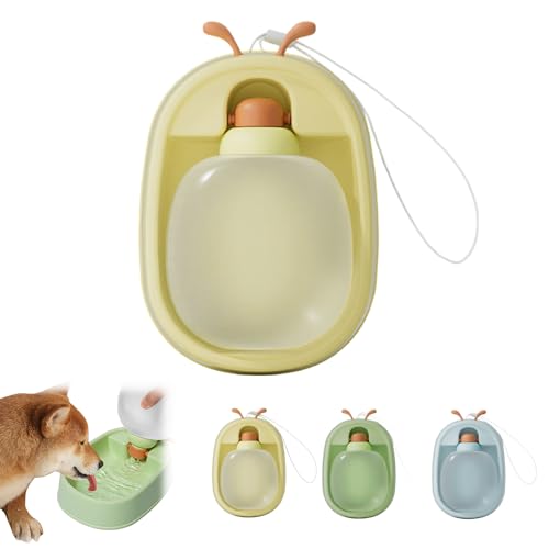Tragbare Hundewasserflasche, 2-in-1 Kunststoff, auslaufsicher, Haustier-Wasserspender mit faltbarer Schüssel, faltbarer Haustier-Wasserspender für Reisen, Spaziergänge und Outdoor (Gelb, Einheitsgröße Tragbare Hundewasserflasche, 2-in-1 Kunststoff, auslaufsicher, Haustier-Wasserspender mit faltbarer Schüssel, faltbarer Haustier-Wasserspender für Reisen, Spaziergänge und Outdoor (Gelb, Einheitsgröße von VUKHWX