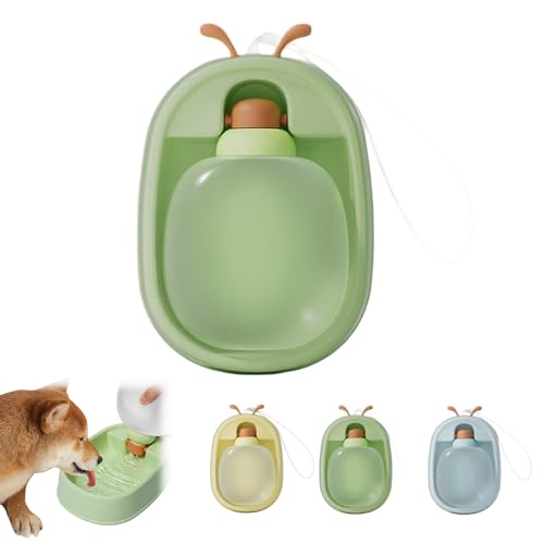 Tragbare Hundewasserflasche, 2-in-1 Kunststoff, auslaufsicher, Haustier-Wasserspender mit faltbarer Schüssel, faltbarer Haustier-Wasserspender für Reisen, Spaziergänge und Outdoor (Grün, Einheitsgröße Tragbare Hundewasserflasche, 2-in-1 Kunststoff, auslaufsicher, Haustier-Wasserspender mit faltbarer Schüssel, faltbarer Haustier-Wasserspender für Reisen, Spaziergänge und Outdoor (Grün, Einheitsgröße von VUKHWX