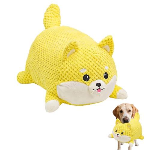 VUKHWX Hundespielzeug Unzerstörbar, Anti Stress Ente, Interaktives Hunde Kuscheltier, Quietschspielzeug Hund Kuscheltier, Keep Calm Hunde Süß Plüschtier, Plüsch-Schweinchen Hundespielzeug (Welpe, M) von VUKHWX