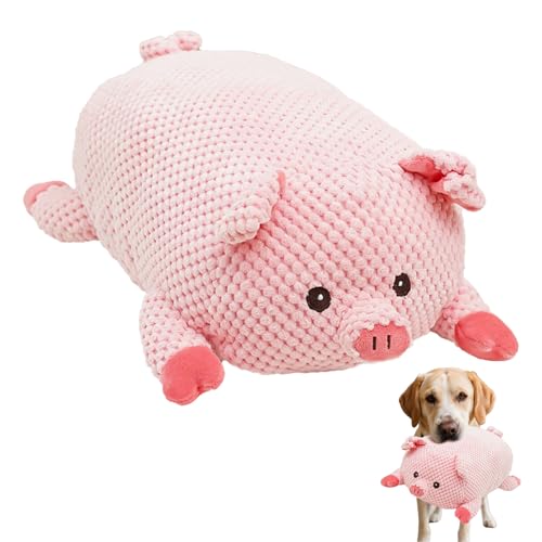 VUKHWX Hundespielzeug Unzerstörbar, Anti Stress Ente, Interaktives Hunde Kuscheltier, Quietschspielzeug Hund Kuscheltier, Keep Calm Hunde Süß Plüschtier, Plüsch-Schweinchen Hundespielzeug (Ferkel, M) von VUKHWX