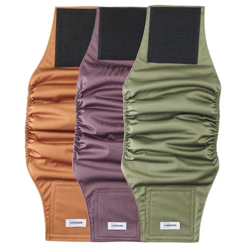 Waschbare Hundediaper für m. Hunde (3er Pack, Größe XXL). Premium, sehr saugfähige Bauchbinden – geeignet für extra-extra große Welpen mit Inkontinenz & Training. von VUNCESSIN