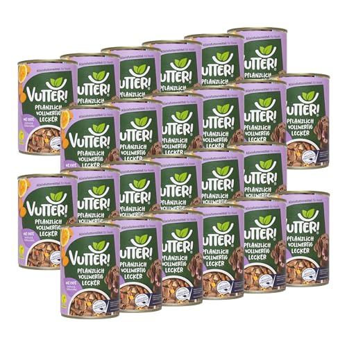 VUTTER ! Nassfutter Wie Ente, 24x400 g: Hundefutter Vegan - Alleinfutter für Hunde - Fleischähnlich für hohe Akzeptanz - Sojaprotein für Muskeln, Zink für Haut & Fell, Kalzium für Zähne & Knochen von VUTTER !