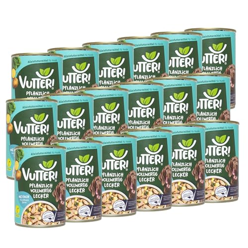 VUTTER ! Nassfutter Wie Fisch, 18x400 g: Hundefutter Vegan - Alleinfutter für Hunde - Fleischähnlich für hohe Akzeptanz - Sojaprotein für Muskeln, Zink für Haut & Fell, Kalzium für Zähne & Knochen von VUTTER !